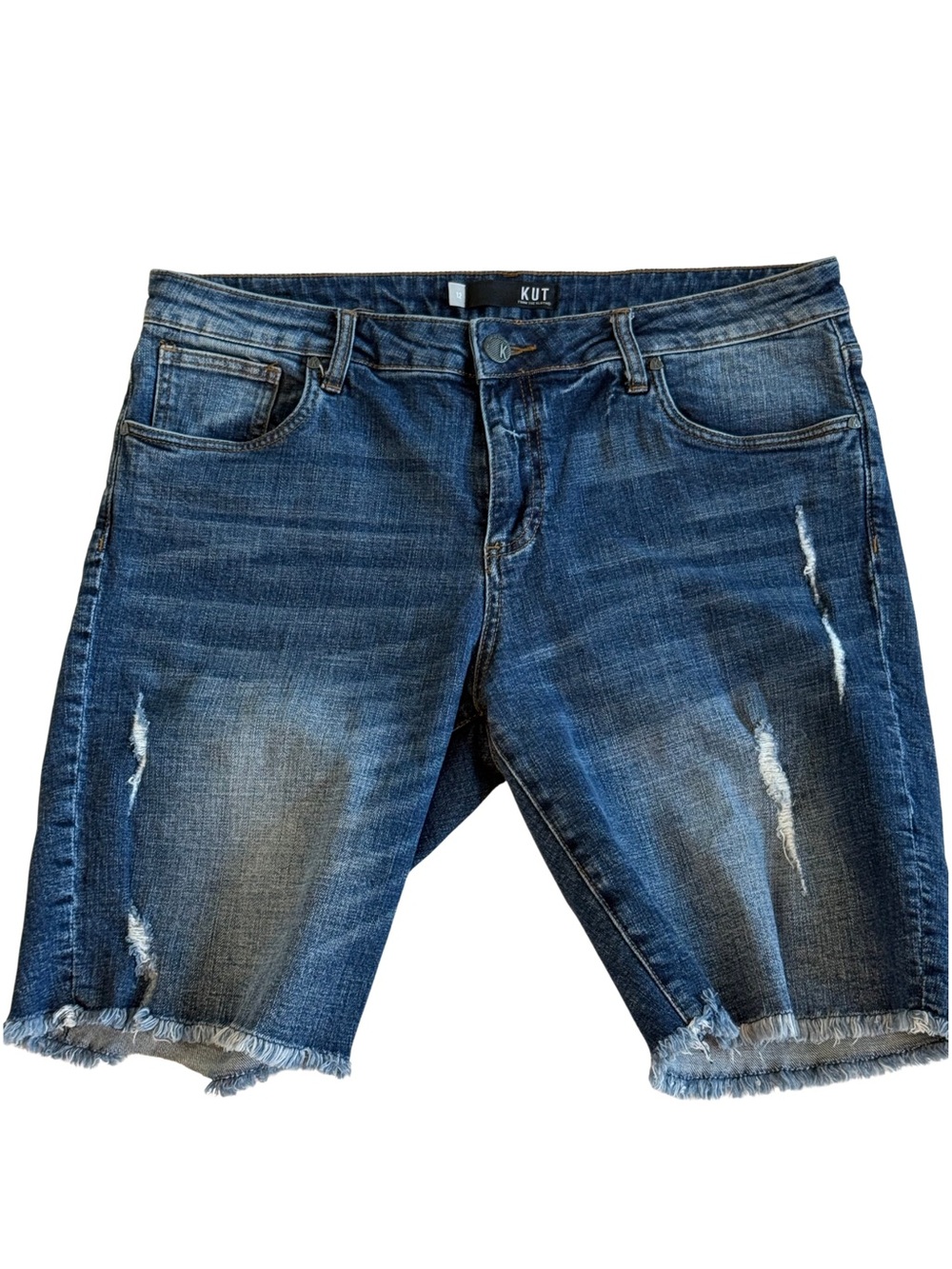 KUT FROM THE KLOTH Sophie Denim Jean Shorts SIZE 12 Distressed Mid-Rise